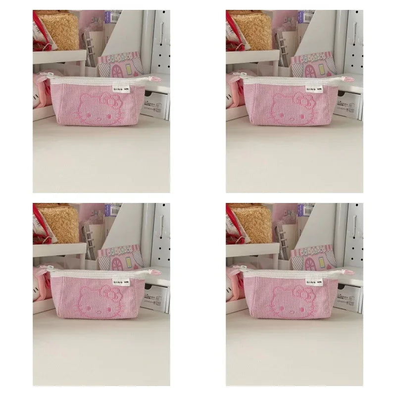 Kawaii Hello Kitty Cute Cartoon 2 Layered Large capacity Children's Pencil Bag Student School Pencil Box Girls Gifts