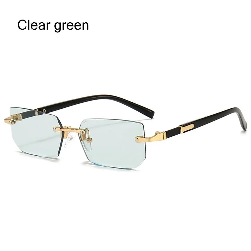 Trendy Rimless Sunglasses for Men Women Fashion Frameless Rectangle Sun Glasses Retro Shades Summer Traveling Eyewear UV400