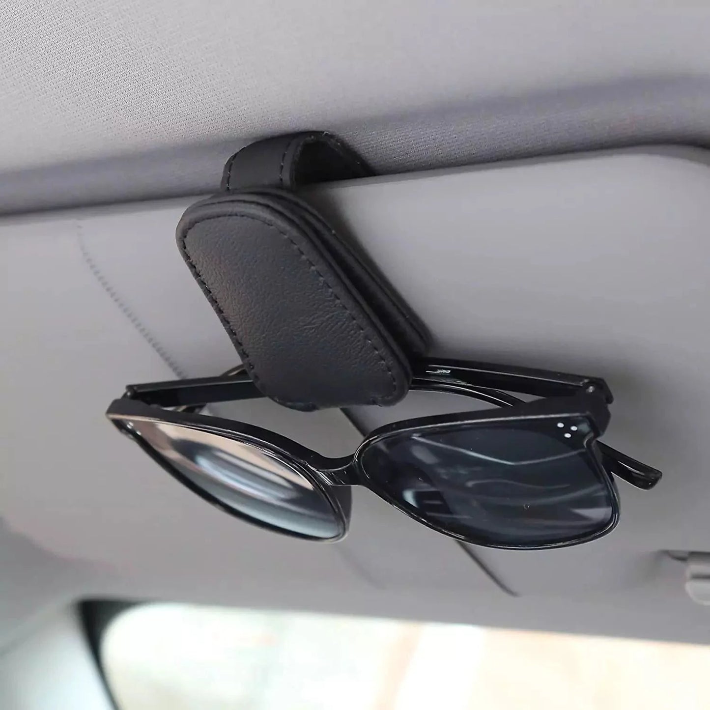 1 Piece of Car Sun Visor Frame - Magnetic PU Leather Sun Visor Frame and Ticket Clip - Car Sun Visor Accessories