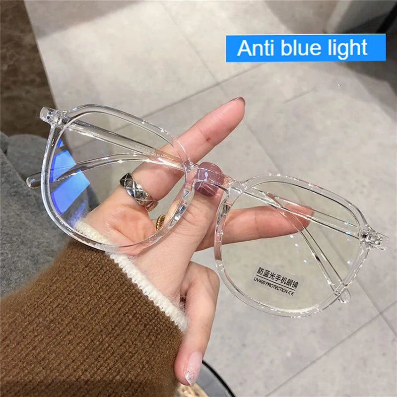 Large Square Frame Anti-Blue Light Glasses Fashion Retro Men Women Computer Gaming Eye Protection Classic Plain Glass Spectacles