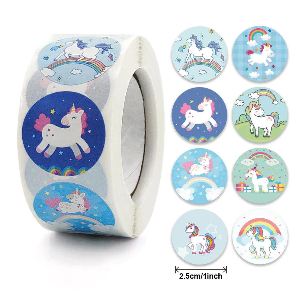 500pcs Unicorn Stickers Cute Cartoon Stickers for Kids Thank you Sticker Unicorn Birthday Party Decorations Gift Bags Labels