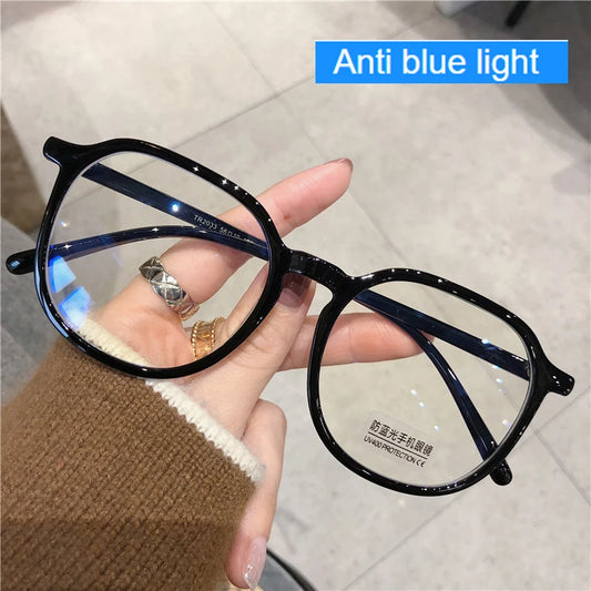 Large Square Frame Anti-Blue Light Glasses Fashion Retro Men Women Computer Gaming Eye Protection Classic Plain Glass Spectacles